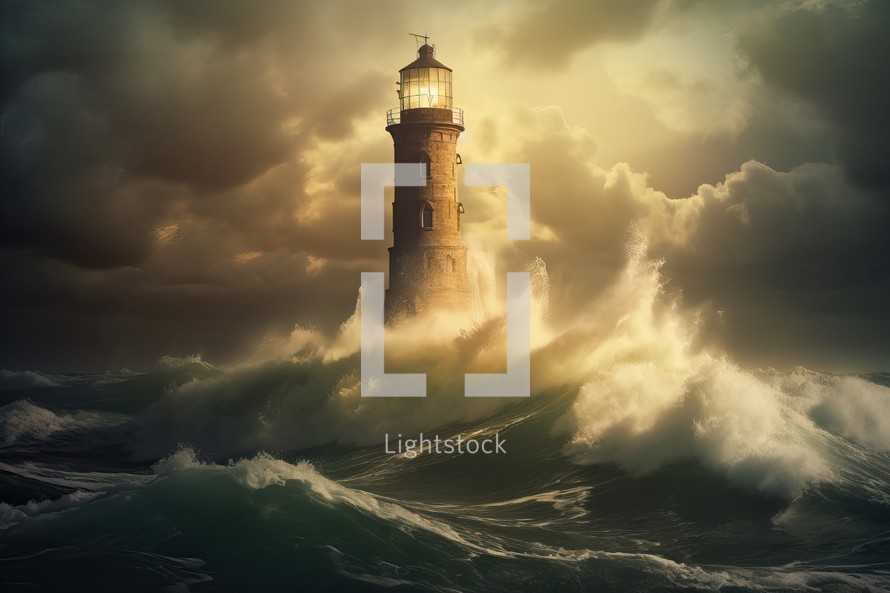 Llighthouse in the Large Storm