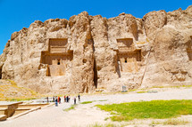 buildings carved into cliffs in Iran 