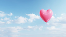 heart shaped baloon lifting in the sky 
