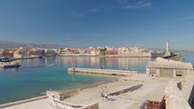 Chania Crete Greece. Venetian harbor scenic view
