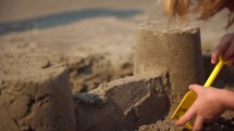making a sand castle 