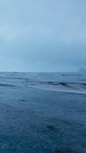 Panoramic Landscape In Iceland With Grey Overcast Sky