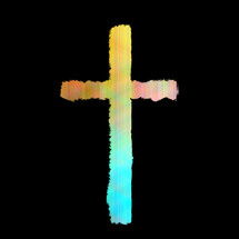 bright abstract cross on a black background 