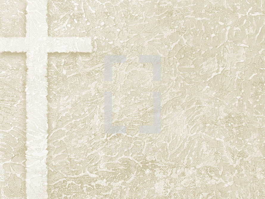 rough edge cross on gesso canvas texture in tan beige