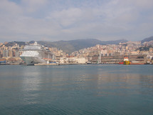 GENOA, ITALY - MARCH 16, 2014 - Since the construction of the new merchant harbour the old harbour called Porto Vecchio is still used for cruise ships and small boats