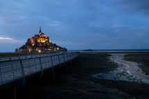 glowing castle in Normandie at night 