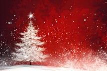 christmas tree on red background