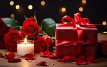 Romantic concept with gift and flower