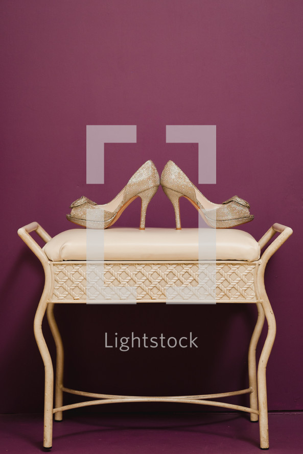 high heels on a stool 
