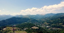 Apuseni Mountain Range Of Western Romanian Carpathians In Transylvania, Romania. aerial