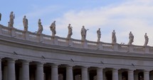 4K Saint Peters Basilica In Rome Pan Right Statues On Pillars