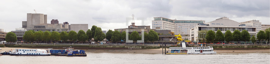 LONDON, UK - JANUARY 15, 2014: River Thames South Bank panorama