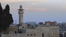 Muslim Prayer Tower at dusk Middle Eastern religion terrorist movement radical islam