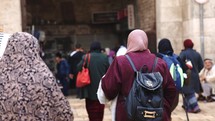 Muslim Ladies Walking Into The Old City Of Jerusalem