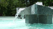water in a fountain in slow motion 