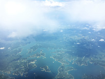 aerial view above islands 