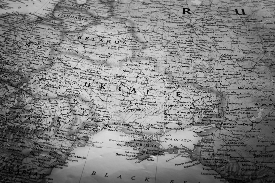 Black and White map of the Ukraine