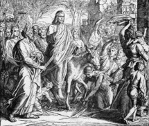 Jesus enters Jerusalem on Palm Sunday, Matthew 21: 8-9
