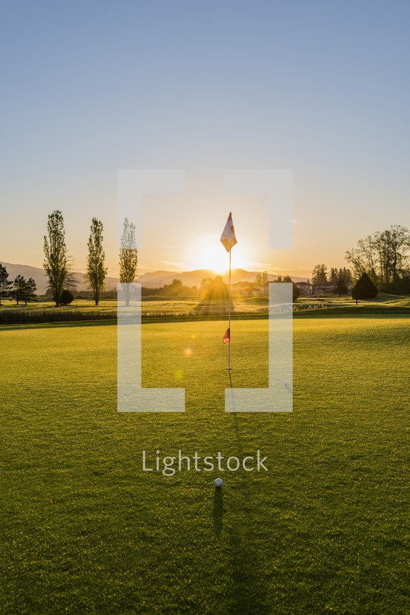 golf course at sunrise 