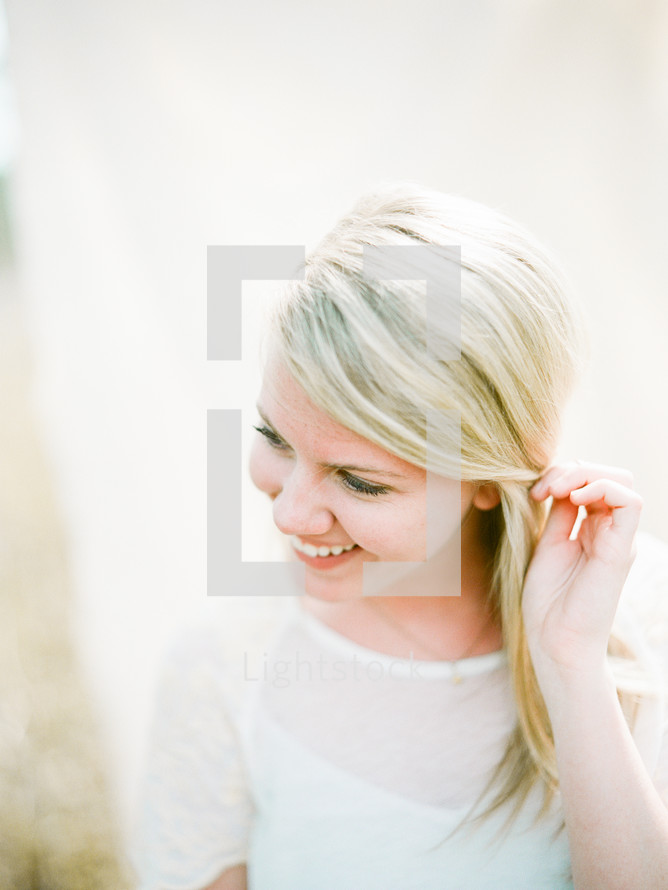 smiling blonde woman 