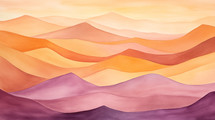 Rolling hills abstract watercolor background. 