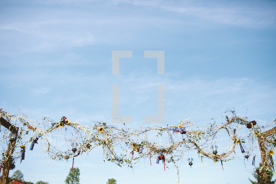 flowers on vines for a farmhouse outdoors wedding 