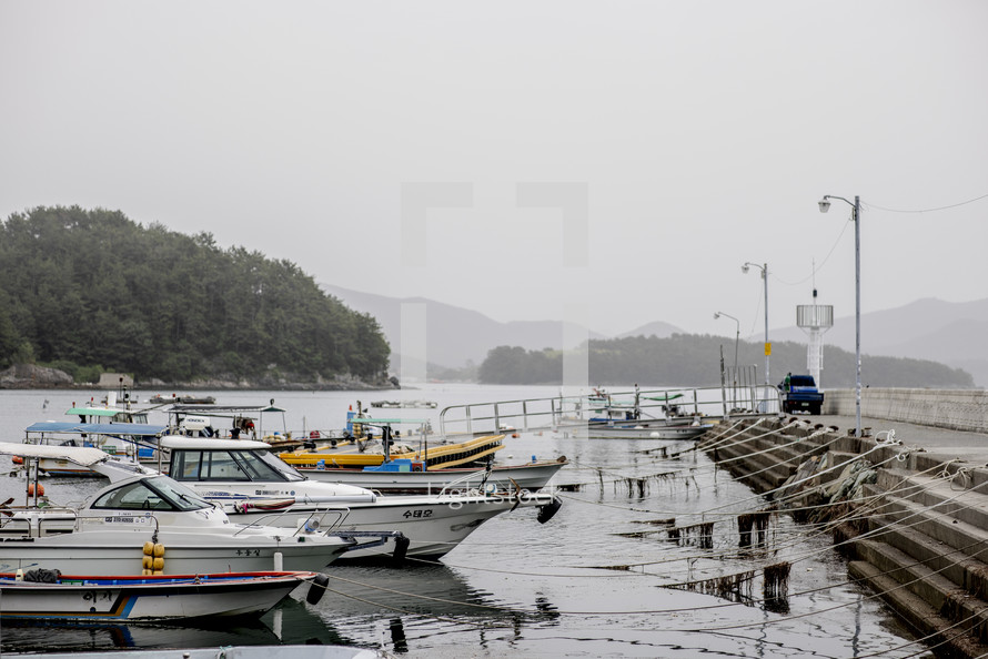 Foggy Boat dock in Korea