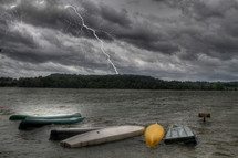 lightning over a lake 