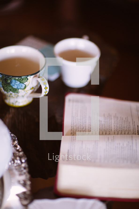 Bible and tea cup