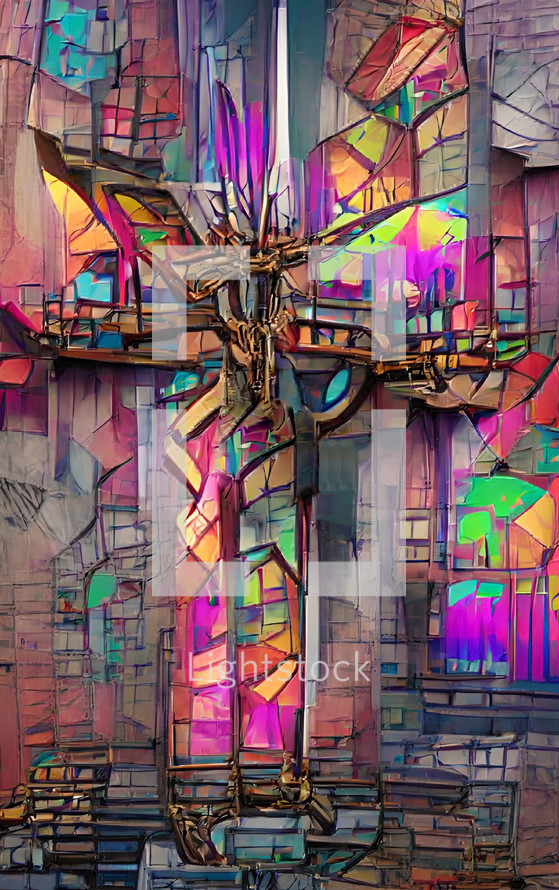 "above all" abstract cross art - combination of my cross artwork, AI input and further editing