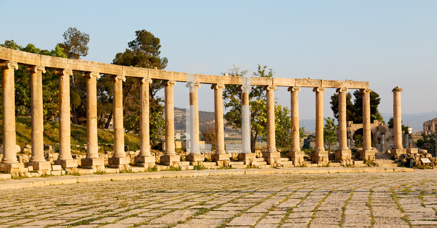 columns in Jordan ruins site 