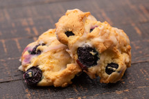 Lemon and Blueberries Scones on a Wooden Table