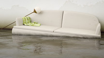 water damaged sofa from flood 