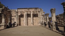 Ruins of the synagog in Capernaum Israel on the shores of the Sea of Galilee bible times ruins
