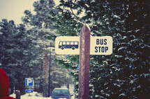 Bus stop in the snow 
