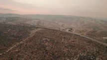 Aerial camera footage of Jerusalem countryside