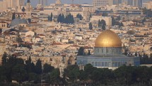 Camera footage of the Dome of the Rock christian temple in Jerusalem, Israel