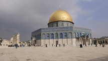 Steadicam Shot Arches Of Golden Dome Of The Rock In Jerusalem, Israel