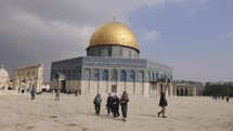 Steadicam Walking Shot Of Dome Of The Rock On Temple Mount In Jerusalem