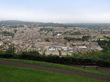 Aerial view of the city of Bath, UK