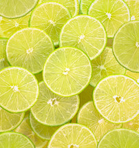 Group of sliced limes background