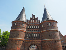 LUEBECK, GERMANY - CIRCA MAY 2017: Holstentor (previously Holstein Tor, meaning Holsten Gate)