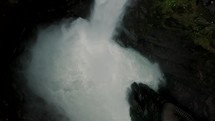 Impressive Scenery Of The Pailon del Diablo Waterfall (Devil's Cauldron) In The Province Of Tungurahua Near Baños Ecuador. 