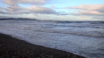 Waves Crashing Onto Bray Beach in the Winter Looking Towards Dublin