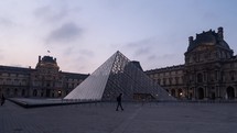 Time Lapse Hyperlapse of The Louvre Pyramid Pyramide and Museum Musée du Louvre Morning Sunrise