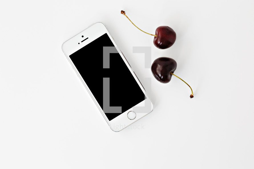 iPhone and cherries 