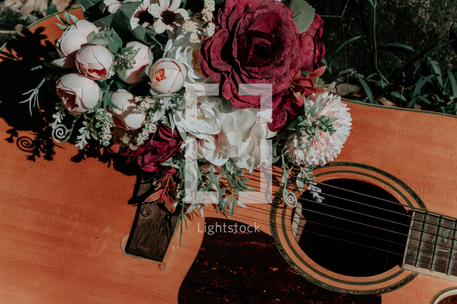 flowers on a guitar 