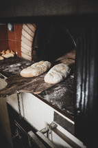 Daily production of bread baked with wood oven with traditional method