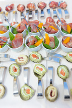 Various Italian specialties on a wedding buffet.