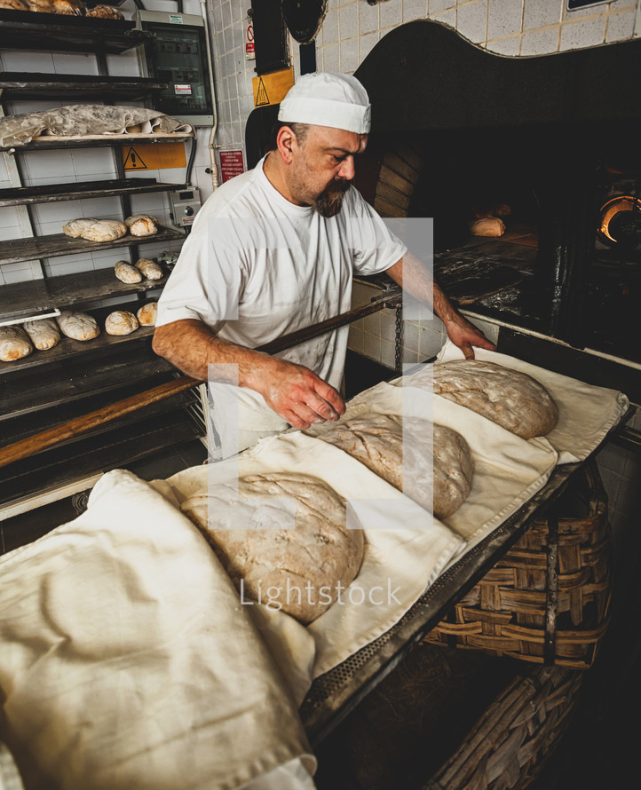 Daily production of bread baked with wood oven with traditional method.